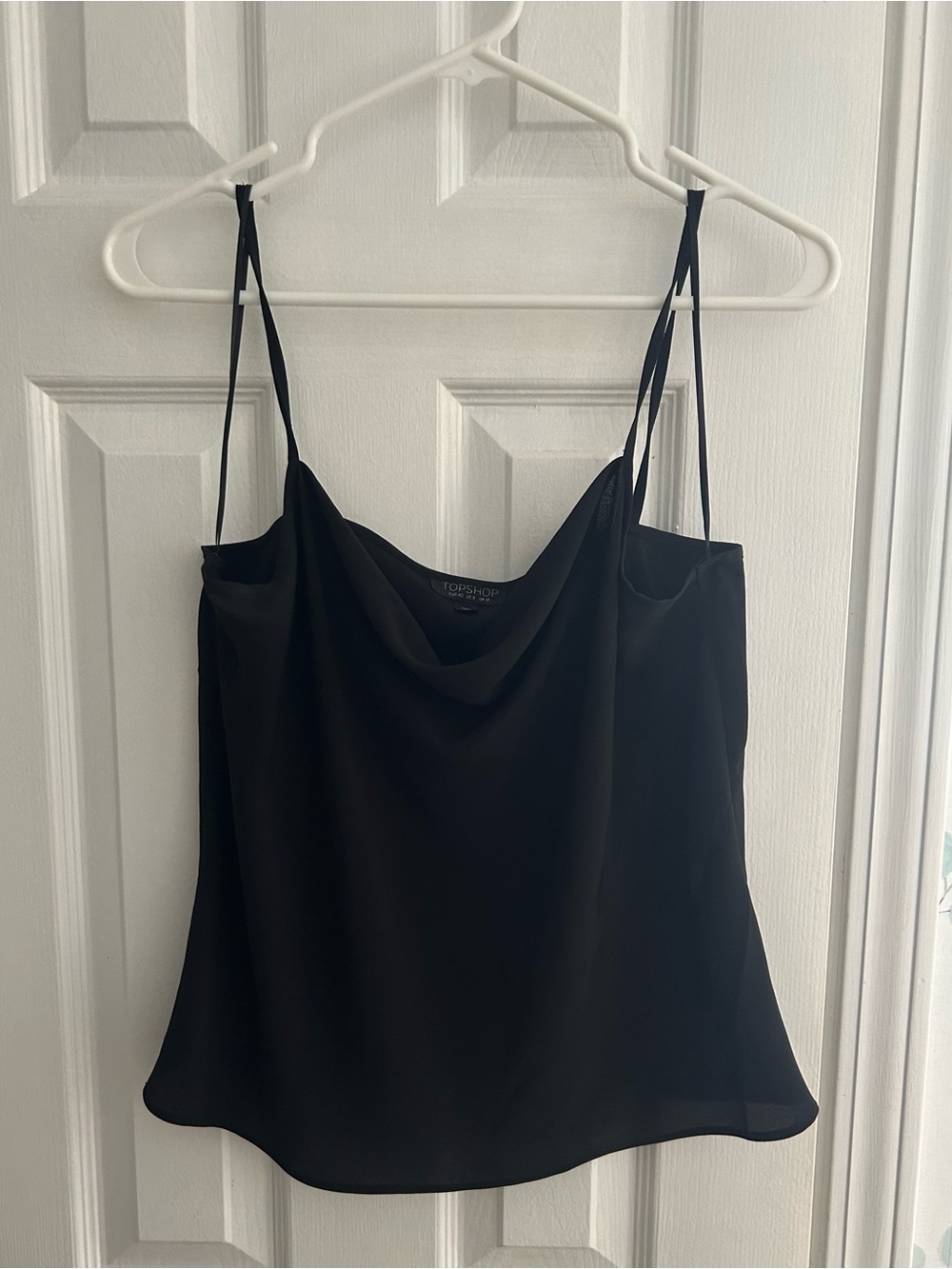 Topshop Black Satin Cowl-Neck Camisole Top